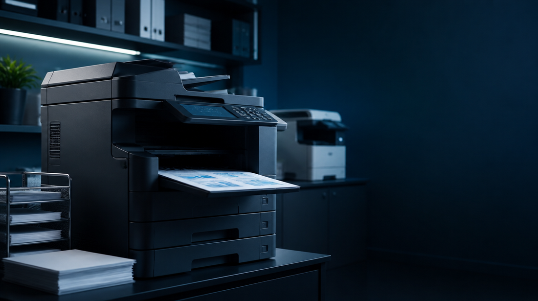 A wide format plotter in a print room displaying an error code reading ERROR Error Code 16 on its control panel screen, with rolls of media and ink bottles visible on shelving in the background and a second printer partially visible to the right