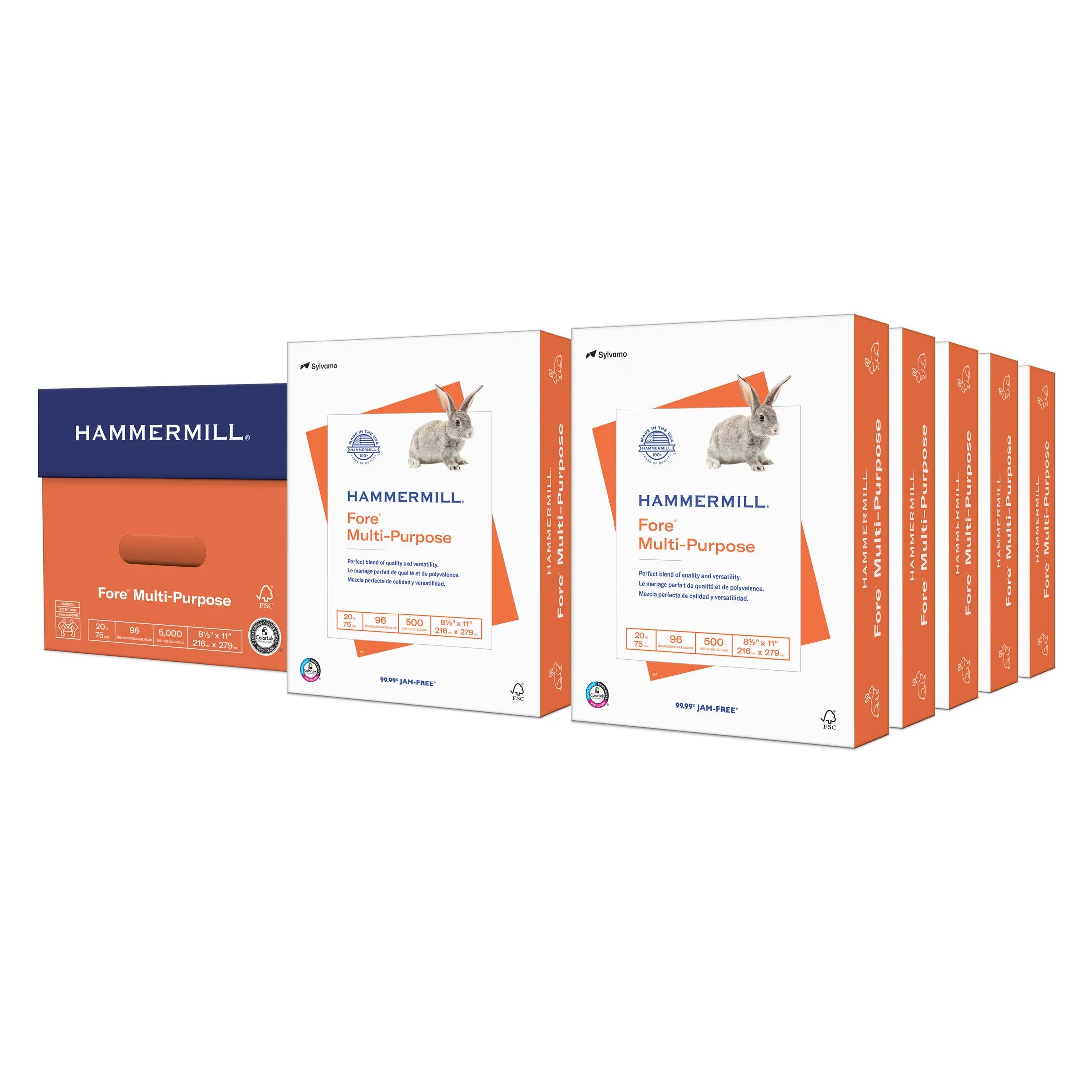 8.5 x 11 20lb Hammermill Fore® Multi-Purpose Printer Paper, 10 Ream (5,000 Sheets)