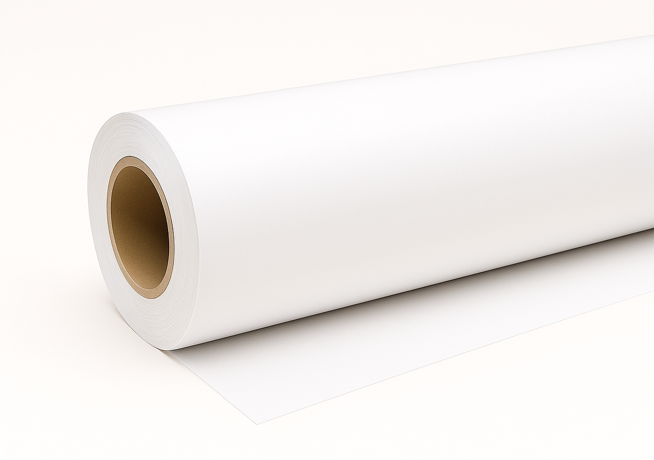 High-Tack White Vinyl (Clear Adhesive) – 54" x 150' (8mil, Latex/Eco/UV)