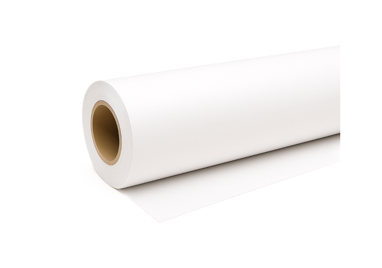 High-Tack White Vinyl (Clear Adhesive) – 54" x 150' (8mil, Latex/Eco/UV)
