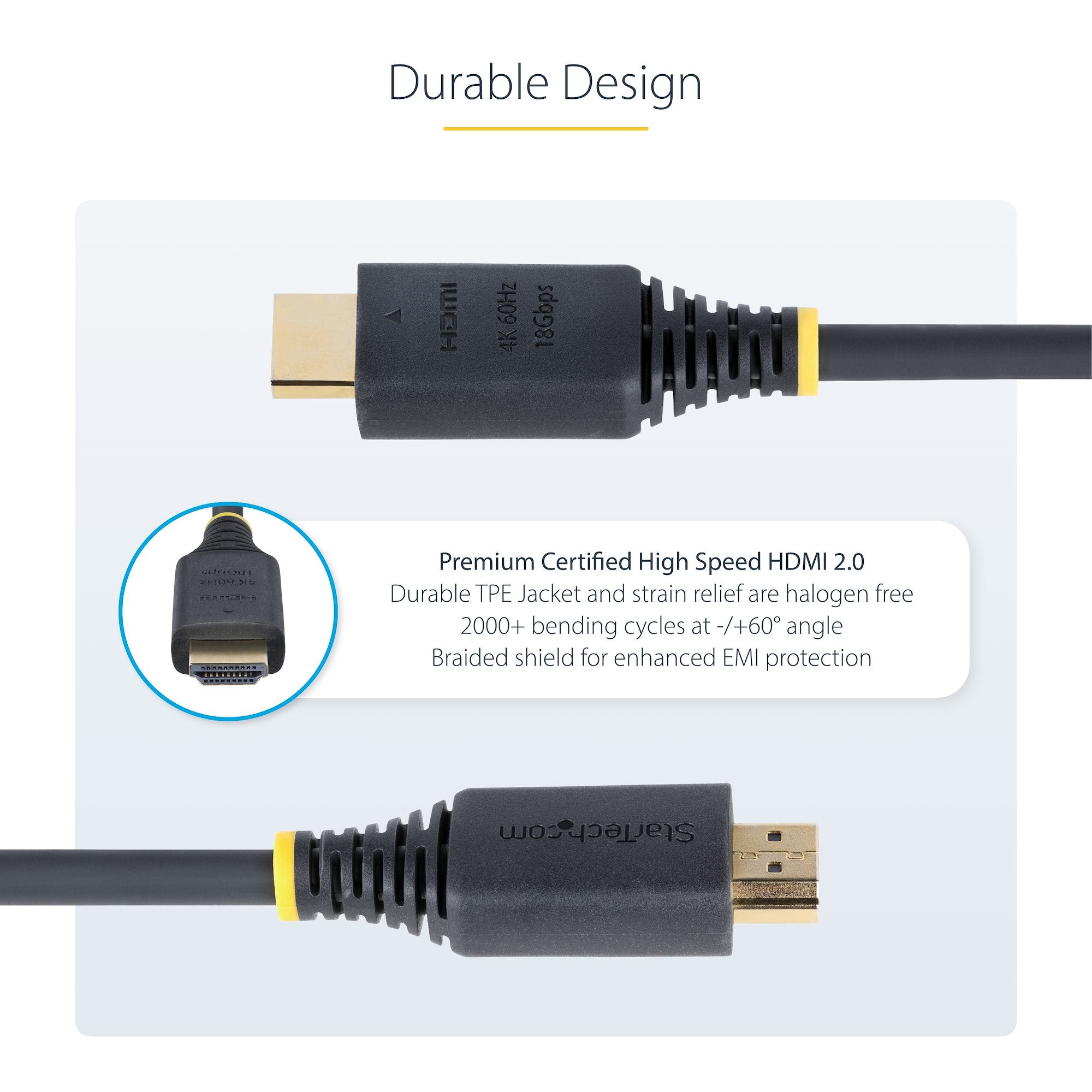 StarTech 10ft (3m) Premium Certified High Speed HDMI Cable, 4K 60Hz/1440p 144Hz, 18Gbps, HDMI 2.0